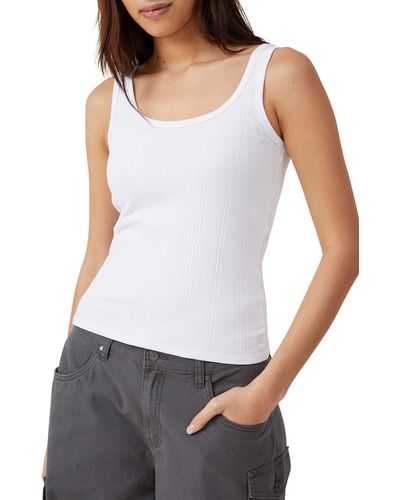 Cotton On The One Variegated Rib Scoop Neck Tank - White
