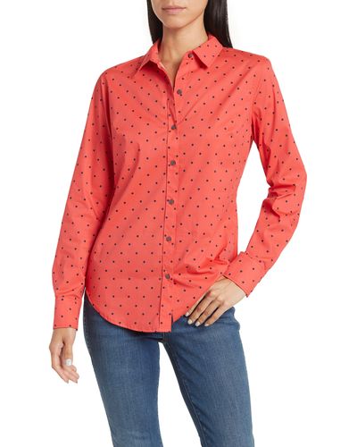 Nordstrom 1901 Button-up Shirt In Red- Navy Dot Print At Rack
