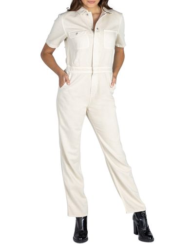 Articles of Society Ginger Cotton Blend Utility Jumpsuit - White