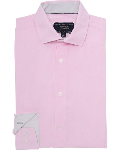 Report Collection Slim Fit 4-way Stretch Long Sleeve Button Front Shirt In Pink At Nordstrom Rack