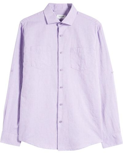 Duchamp Linen Blend Dress Shirt - Purple