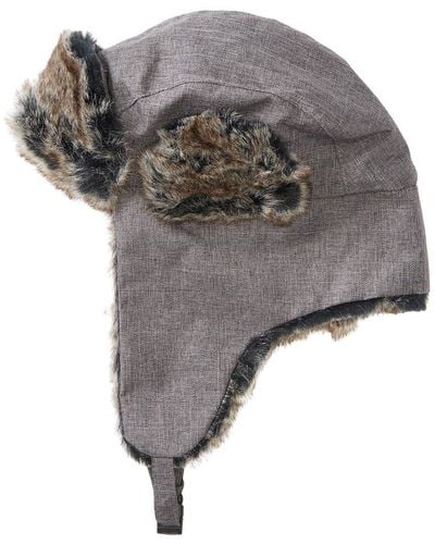 San Diego Hat Faux Fur Trim Ear Flap Hat - Gray