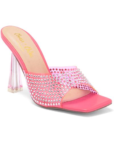 In Touch Footwear Rhinestone Clear Sandal - Pink