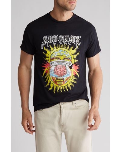 Merch Traffic Sublime Brain Sun Cotton Graphic T-shirt - Black