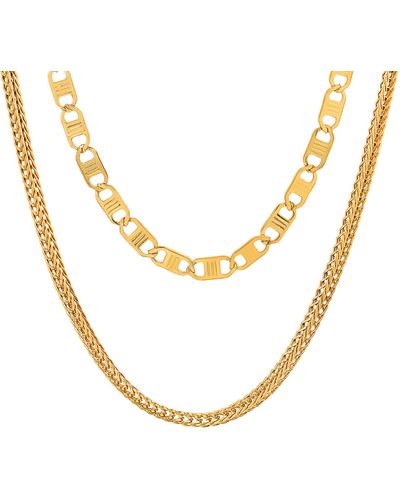 HMY Jewelry Layered Chain Necklace - Metallic