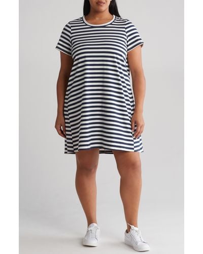 Melrose and Market Stripe Short Sleeve T-shirt Dress - Blue