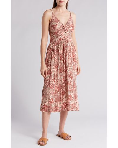 Angie Twisted Front Midi Sundress - Multicolor