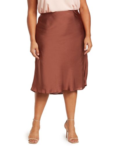 Nordstrom Essential Bias Cut A-line Skirt - Brown