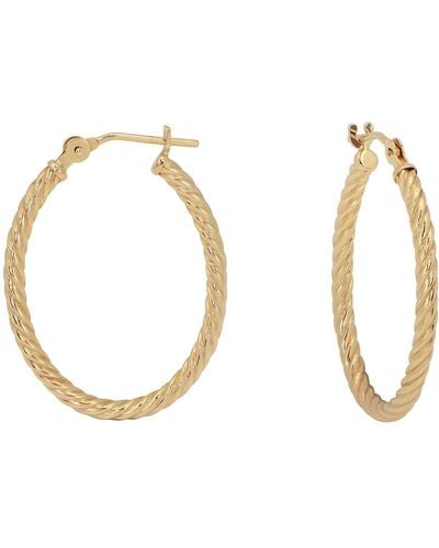 CANDELA JEWELRY 14k Yellow Gold Twisted Rope Hoop Earrings - Metallic