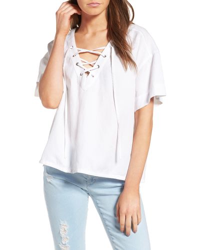 AG Jeans Kelly Lace-up Cotton Top - White