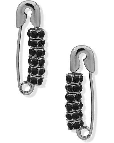 Karl Lagerfeld Crystal Safety Pin Drop Earrings - Black