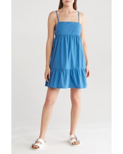 Abound Tiered Cotton Babydoll Dress - Blue