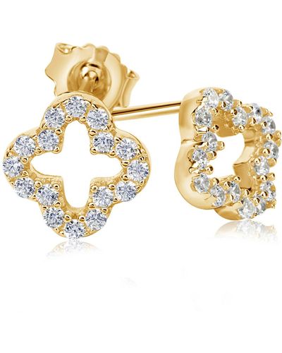 Suzy Levian Sterling Sterling Cz Clover Stud Earrings In Gold At Nordstrom Rack - Metallic