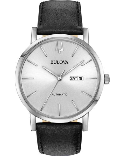 Bulova Automatic Leather Strap Watch - Black