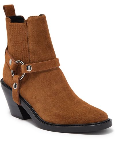 Rebecca Minkoff Jett Suede Harness Chelsea Western Boot In Rodeo At Nordstrom Rack - Brown
