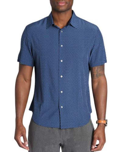 Jachs New York Gravityless Geo Short Sleeve Button-up Shirt - Blue
