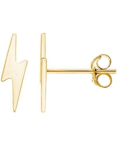 A.m. A & M 14k Yellow Gold Lightning Bolt Stud Earrings