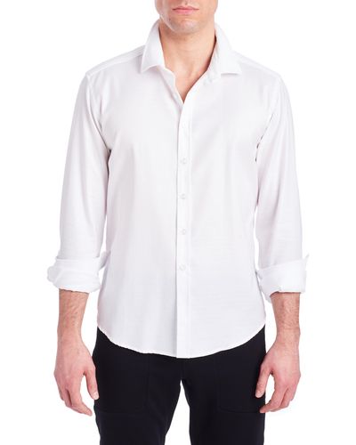 PINOPORTE Byron Long Sleeve Button Front Shirt - White