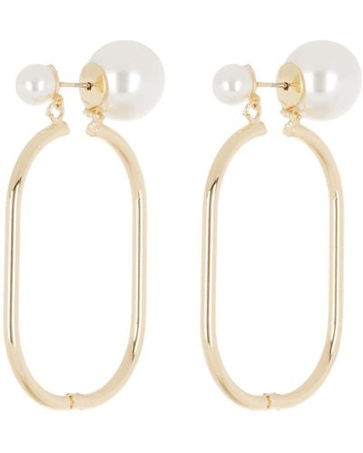 Cara Imitation Pearl Hoop Earrings - White