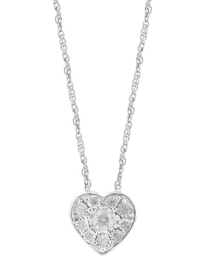 Effy Sterling Silver Diamond Heart Pendant Necklace - White