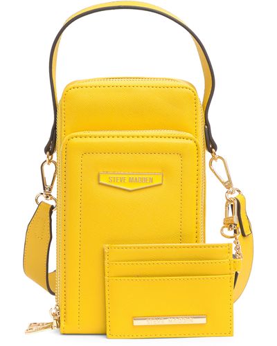 Steve Madden condo quilted large tote with quilted tote bag in yellow