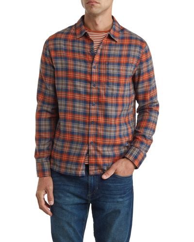 Lost Runaway Plaid Flannel Button-up Shirt - Red
