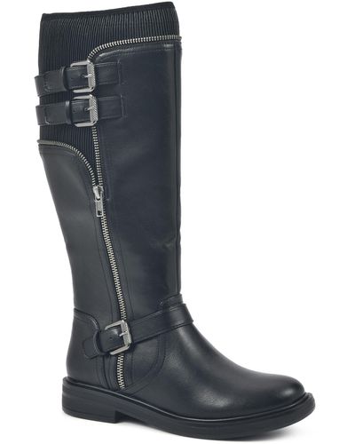 White Mountain White Mountain Mazed Side Zip Tall Boot In Black/smooth At Nordstrom Rack