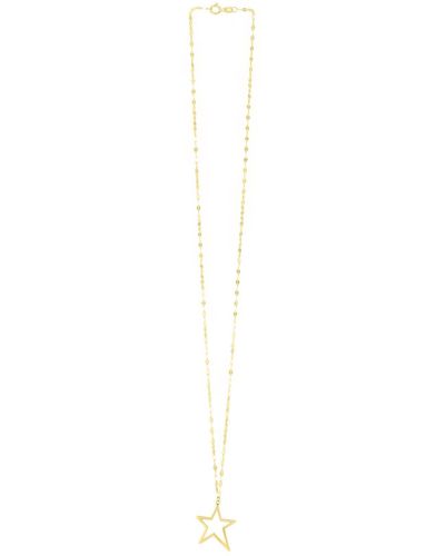 KARAT RUSH 14k Yellow Gold Mirror Link Chain Open Star Pendant Necklace