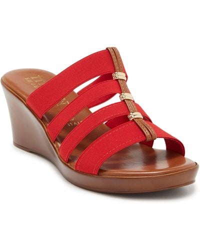 Italian Shoemakers Clover 4-band Wedge Sandal - Red