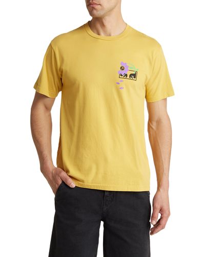 Obey Want Chaos Need Peace Graphic T-shirt - Yellow