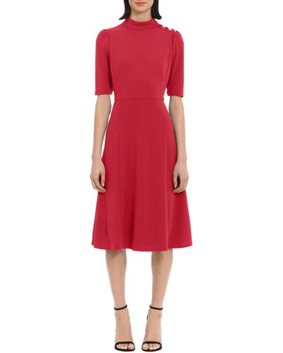 DONNA MORGAN FOR MAGGY Mock Neck Fit & Flare Dress - Red