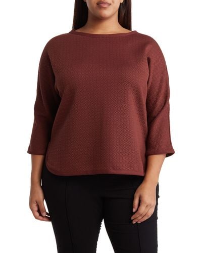 Max Studio Waffle Knit Top - Red