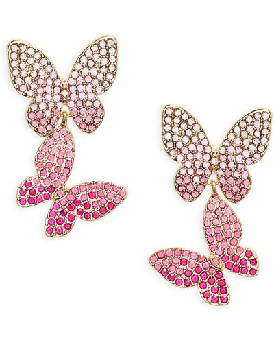 BaubleBar Butterfly Pavé Crystal Drop Earrings - Pink