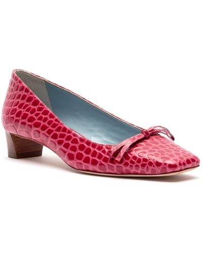 Frances Valentine Mary Croc Embossed Pump In Berry At Nordstrom Rack - Red