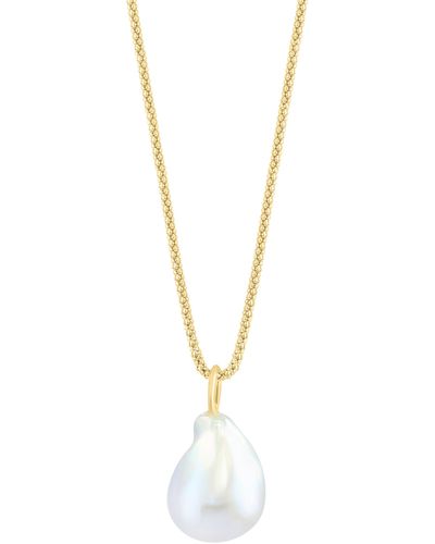Effy 14k Yellow Gold Plated Sterling Silver 15mm Freshwater Pearl Pendant Necklace - White