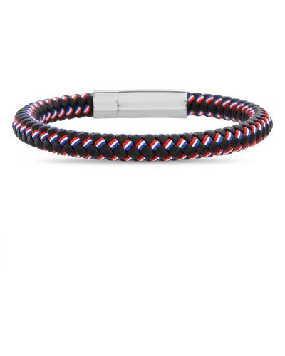 Nautica Stainless Steel Braided Faux Leather Bracelet - Multicolor