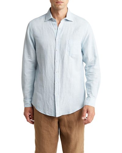 Rodd & Gunn Penrose Linen Blend Button-up Shirt - Blue