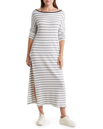 Go Couture Long Sleeve T-shirt Maxi Dress - Multicolor
