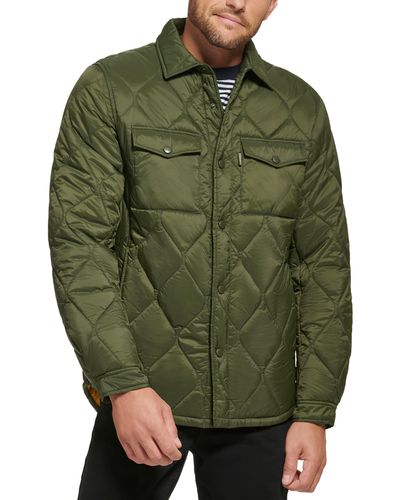 Calvin Klein Water Resistant Quilted Shirt Jacket - Green