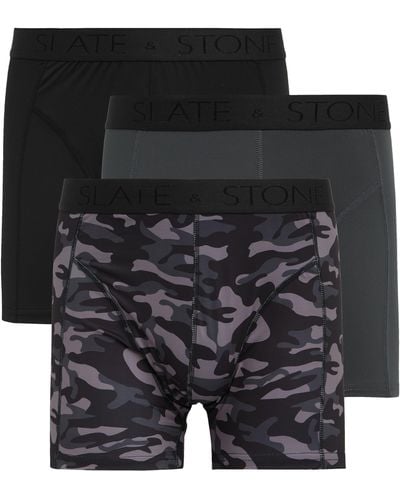 Slate & Stone Assorted 3-pack Woven Boxer Briefs - Black