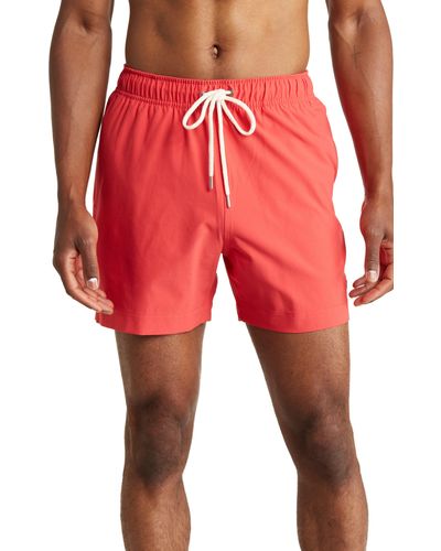 Brooks Brothers Solid Swim Trunks - Red