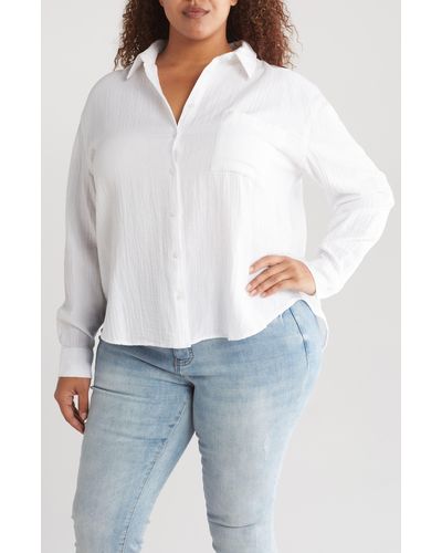 Caslon Relaxed Cotton Gauze Button-up Shirt - White