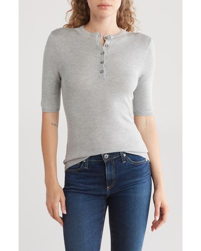 AG Jeans Chloe Short Sleeve Knit Top - Gray