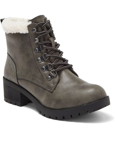 Khombu Langley Faux Shearling Cuff Waterproof Boot In Gray At Nordstrom Rack
