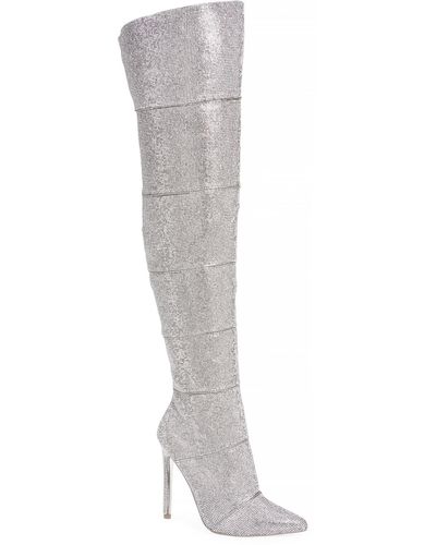 Steve Madden Wonder Crystal Embellished Over The Knee Boot - Gray