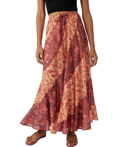 Free People Jackie Floral Maxi Skirt - Red