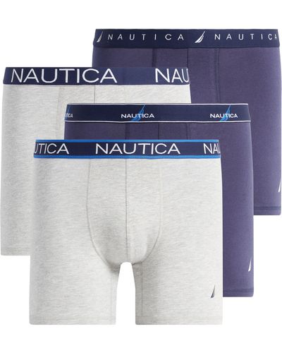 Nautica 4-pack Assorted Stretch Cotton Boxer Briefs - Blue