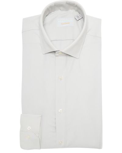 Perry Ellis The Tech Stretch Performance Dress Shirt In Silver Textured Dobby At Nordstrom Rack - Metallic