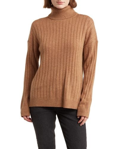 Theory Governor Wool & Cashmere Blend Turtleneck Sweater - Brown