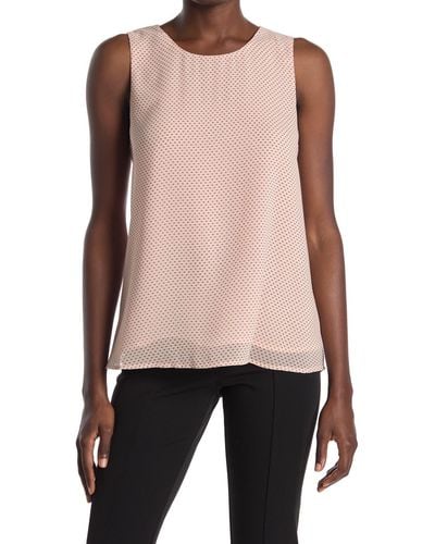 Pleione Double Layer Woven Tank Top In Blush Blk Dot At Nordstrom Rack - Pink